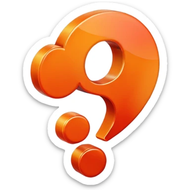 red-and-orange colored question mark sticker