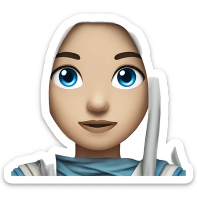 Archer girl with blue eyes, dark dreadlocks hair of medium length  sticker