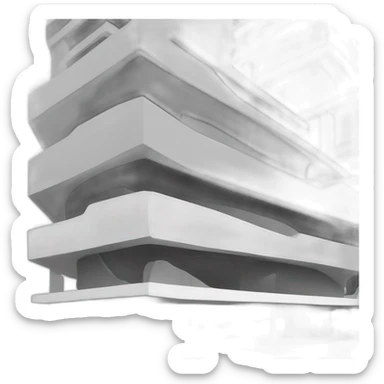 simple monochrome futuristic architecture illustration sticker