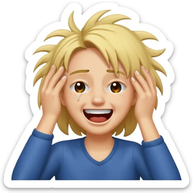 Laugh crying ripping hair out sticker