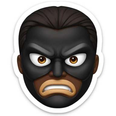 angry ninja face emoji, black mask, intense eyes, furrowed brows sticker