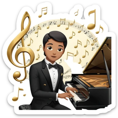 old money vibe emoji set inspired by New York and Hamptons, classical music singer, sophisticated and elegant style, references to mansions, tuxedo, piano, musical notes, luxurious atmosphere sticker