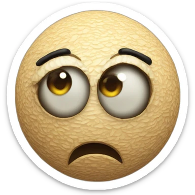 3d sphere with a cartoon pensive skin texture with big kind eyes sticker