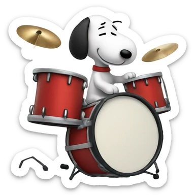Snoopy playing the drums sticker