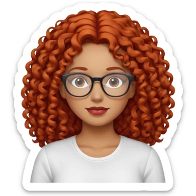 rizada peli roja , trigueña , con lentes y top blanco pelo largo  sticker