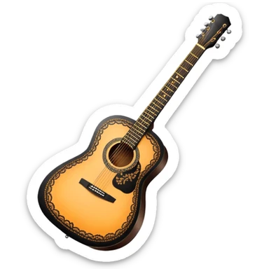 acoustic sunrise color guitar with black lacy-details sticker