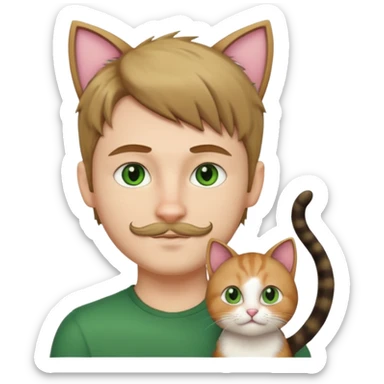 white boy with cat tail with little facial hair and cat ears sticker