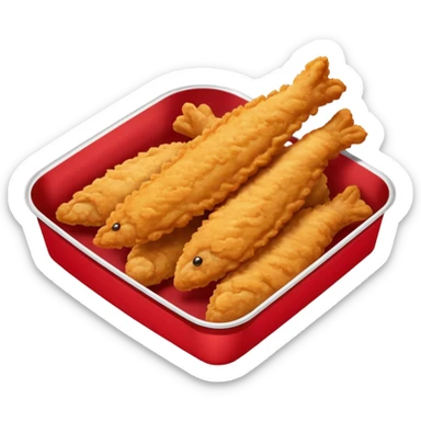 breaded chicken tenders in a red paper food tray  sticker