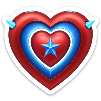 A red armor heart with a glowing blue star in the center sticker