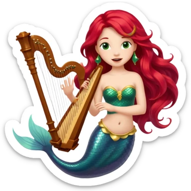 Singing Mermaid – Holding harp sticker