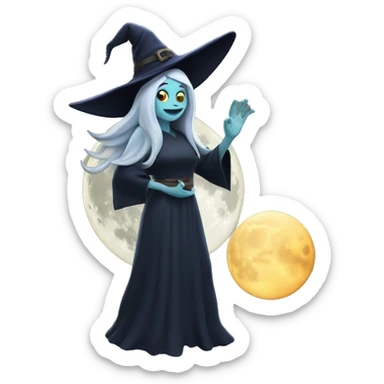Witch thanking the full moon sticker