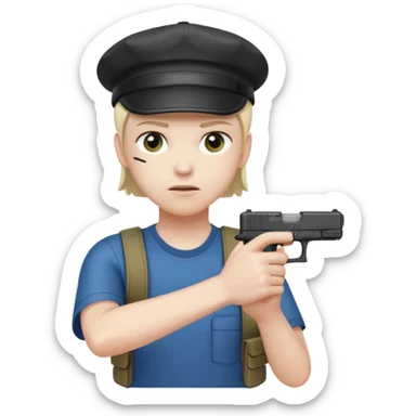 Emoji de iPhone Fantasma con glock 19 en la mano izquierda y con gorra sticker