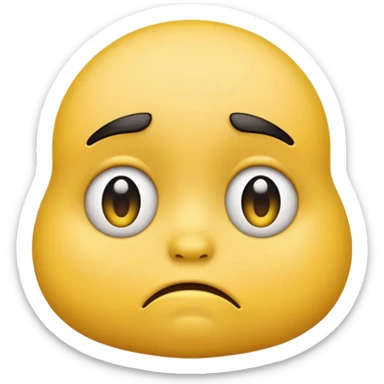 sad face with a big pouty bottom lip, and sad eyes and make it the emoji face not a human face sticker