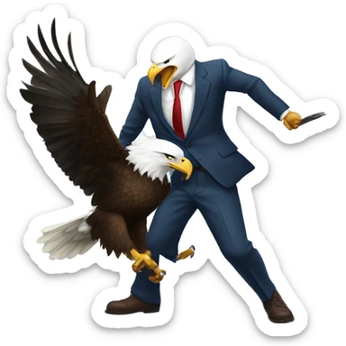 bald eagle in a suit fighting a dear sticker