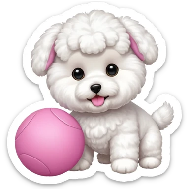 Bichon Frisé dog playing with toys sticker