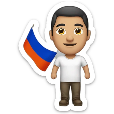 Man with armenian flag sticker