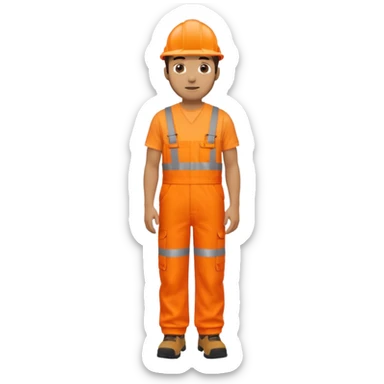 male figure standing wearing orange hi-vis overalls sticker