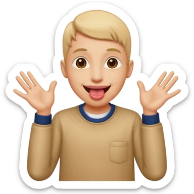 tongue out with hands to the sides sticker