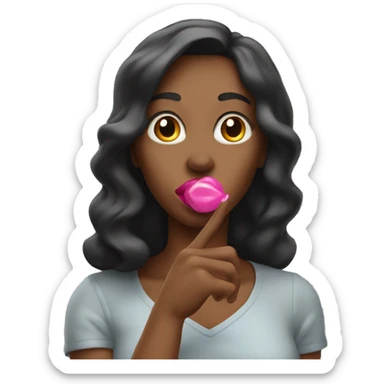 A woman with pink lips blowing a kiss forward with her hands sticker