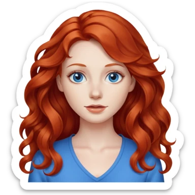 long redhead wavy hair woman back sticker