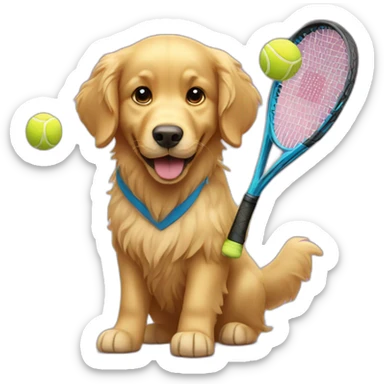 Golden retriever plays tennis sticker