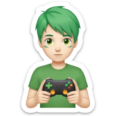 colored green hair gamer game pad controller sticker