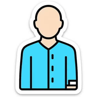 clean and modern Discord role icon for a psychiatric clinic patient, adult silhouette in #6fe8f3 pajamas, subtle hospital wristband, professional and simple style, no 3D or cartoon look sticker