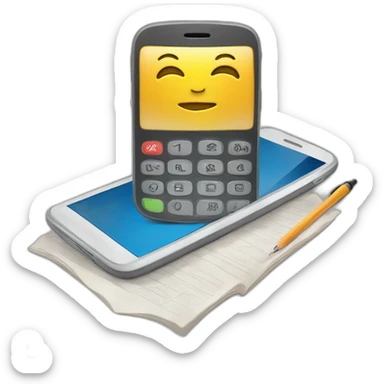 a mobile phone on top of an exam sticker