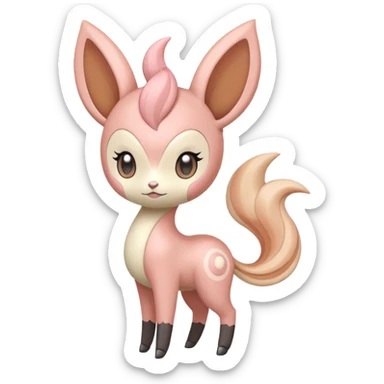 Pastel Pink-Peach Soft-Cream Rosy-Glossed Cute Round Meloetta-Trico-hybrid-Pokémon-animal-creature (full body) sticker