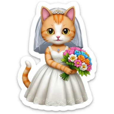 cat bride colorful sticker