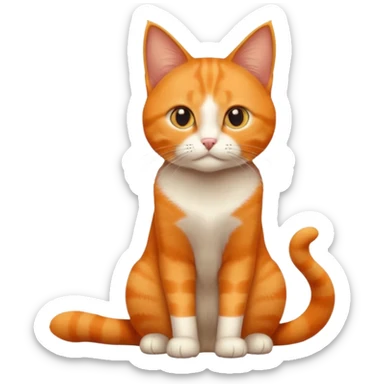 full body solid orange domestic shorthair slim cat sitting sticker