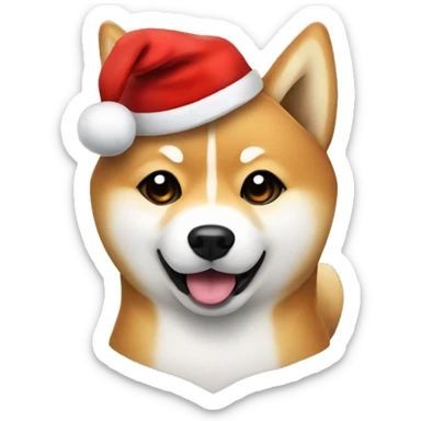 Cute Shiba Inu with christmas hat sticker
