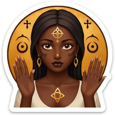 Dark oil traced over woman’s skin forming occult symbols, sensual devotion sticker