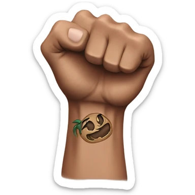 Flexing brown arm with tattoo sleeve sticker