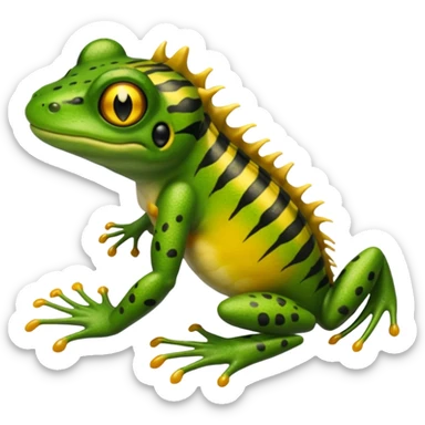 Frog with tiger body and scorpion tail and with mullet(funk)back hair hairstyle sticker