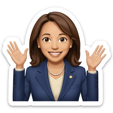 Kamala Harris smiling, natural expression, not waving sticker