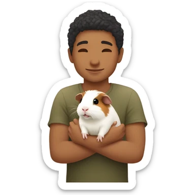 cuddling a guineapig sticker