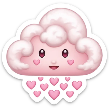 Plain white cloud with pale pink aura surrounding with hearts coming out the bottom sticker