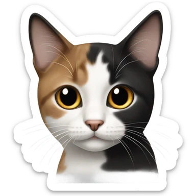 Black brown and white Cat with black spot near the nose sticker