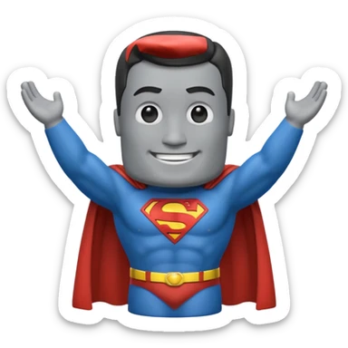 a moai emoji with a superman cape with the original face or the moat emoji sticker