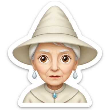 Old lady with pointy white hat sticker