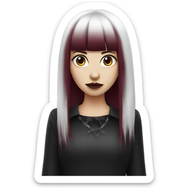 white goth girl with burgundy hair and bang  sticker