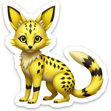 Neon yellow Jolteon-Umbreon-Genet-Civet-Bastet-Cheetah-Hybrid (Full body) with black markings sticker