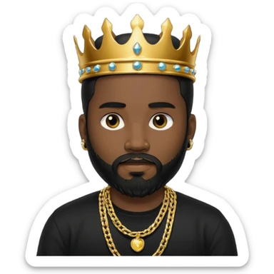 charly flow cabello negro camisa negra barba candena de oro rey  sticker