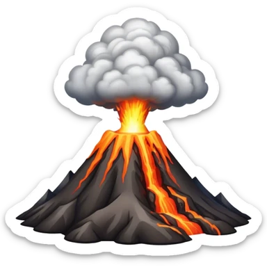 A volcano erupting with acid rain and lightning in the background sticker