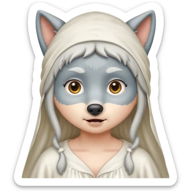 the wolf in grandma's nightgown and cap in the little red riding hood story sticker