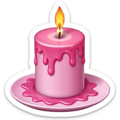 A drawing of a flaming pink candle that could be used at a romantic dinner table. The camera should be isometric at a ultra high angle. sticker