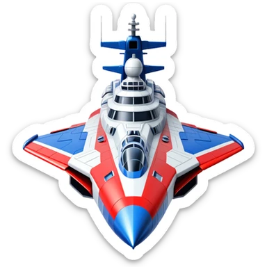 Enormous Russian battle cruiser spaceship with red white and blue markings sticker