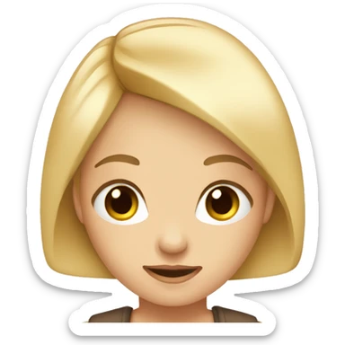 Blonde girl with brown eyes keeps iPhone in the hands sticker