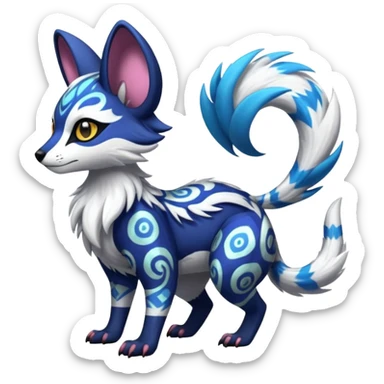 Futuristic furry fluffy floofy feathery tribal marked Genet-Absol-Kyurem-Zeraora-Primagen-fusion-creature  sticker